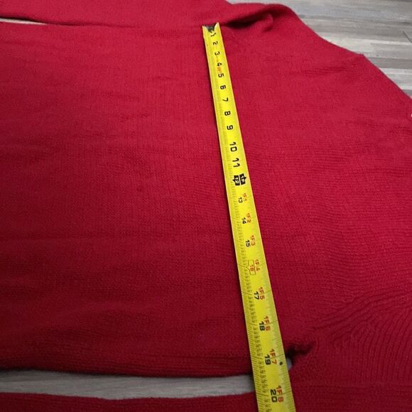 Red festive snowman sweater ugly Christmas sweater holiday red cardigan zipper - Picture 7 of 8